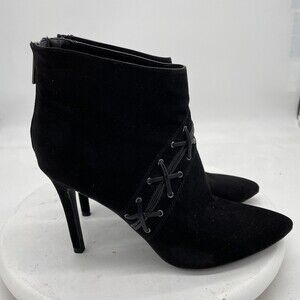 Guess Ankle Boots Womens Size 9.5 Black Suede Zip Up 4" High Heels